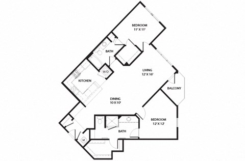 2 bed 2 bath  Calhoun Floor Plan at Two Addison Place Apartments , Pooler, Georgia